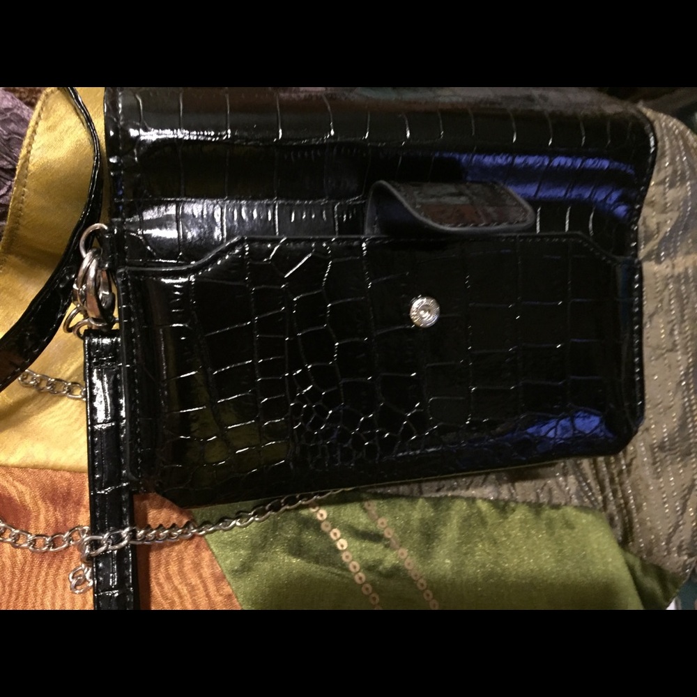 RFID Embossed Leather small Handbag 7”x4”